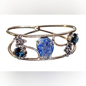 Lapis Lazuli Blue With Blue Tanzanite Sterling Silver Women's Floral Bracelet